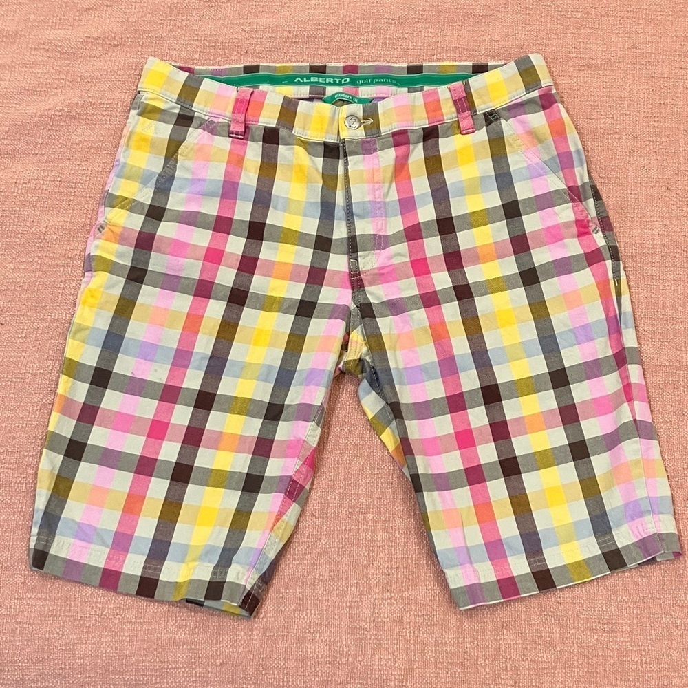 Alberto Golf Pants Men's Plaid W35L11 Shorts
